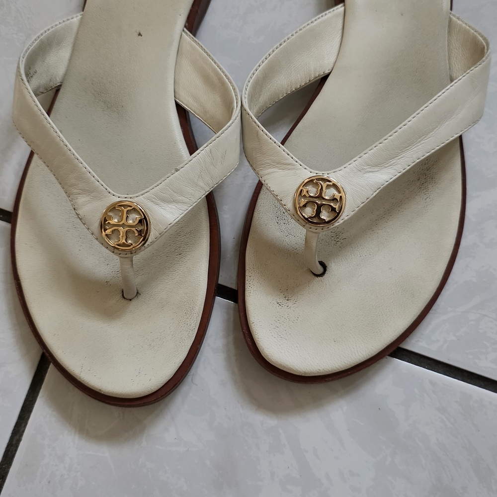 Tory Burch White Leather Sandals